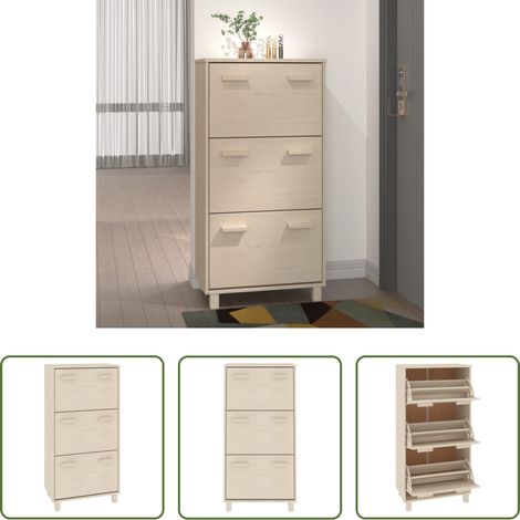 vidaXL Schuhschrank Kiefer -  Schuhschrank HAMAR Honigbraun 59,5x35x117 cm Massivholz Kiefer (1/5)