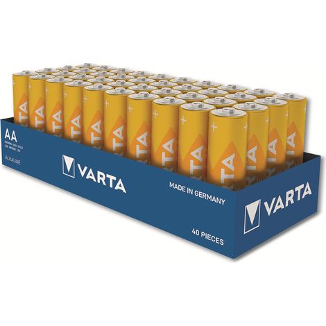 Pile alcaline VARTA, Mignon, AA, LR06, 1,5V, Longlife, Tray (lot de 40)