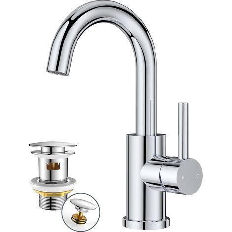 Robinet Salle de Bain/Cuisine Pivotant à 360°, Mitigeur Noir pour Eau Chaude/Froide avec Hauteur de 9,84'', Mitigeur en Acier Inoxydable Facile à Installer pour Salle de Bain,Camping-car (1/5)