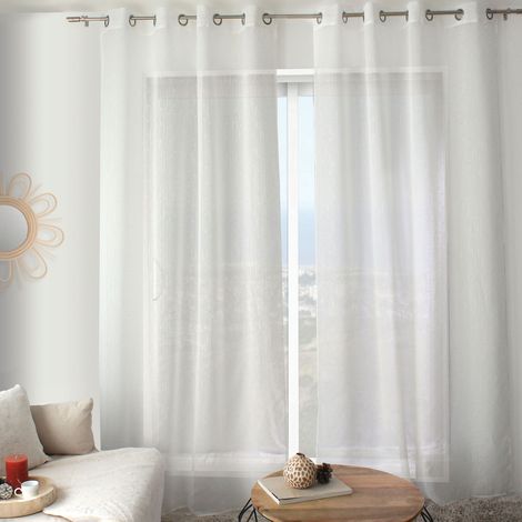 Voilage plumetis - Effet lin avec œillets Ecru 140x240 cm (1/3)