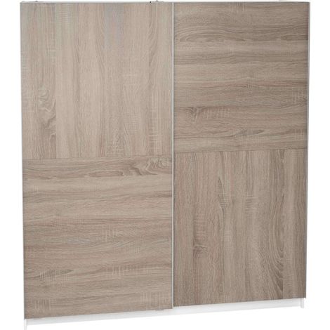Armario 2 puertas correderas acabado en roble cortez/blanco, 200 cm(alto)180 cm(ancho)60 cm(fondo) (1/4)