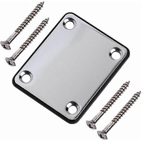 Plaque de fixation du manche de guitare électrique avec vis pour Stratocaster, Precision, Jazz Bass (noire)-Silver (1/3)