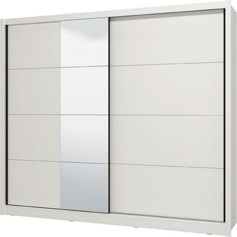 Guardaroba Grande Pedavena, Armadio Camera da Letto Appendiabiti, 8 Ripiani, 12 Vani, 251x215.5h cm Bianco Opaco