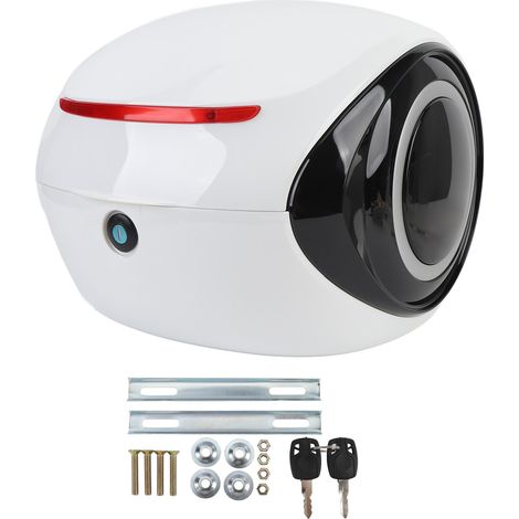 Top case moto 32L ABS style sport étanche – Coffre portable poussière vélo électrique scooter blanc, rangement (1/5)