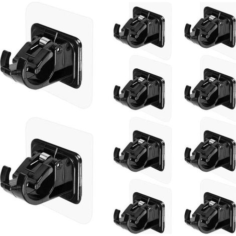 10 supports de tringle à rideau auto-adhésifs, sans perçage, pour diamètre 1 à 2 cm, usage salle de bain/chambre/salon (1/5)