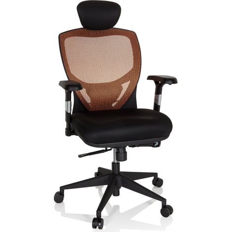 Bürostuhl / Chefsessel VENUS BASE Sitz Stoff / Rücken Netz orange / schwarz hjh OFFICE (1/5)