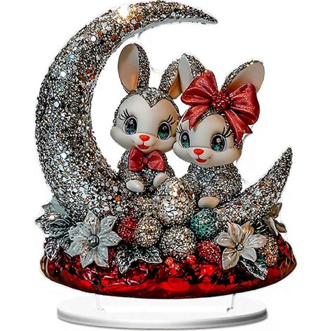 Lapin de Pâques acrylique table panneau 2D plat multicolore œufs lapin décoration maison salon Saint, Valentin fête de fin d'année de table décoration,F (1/5)