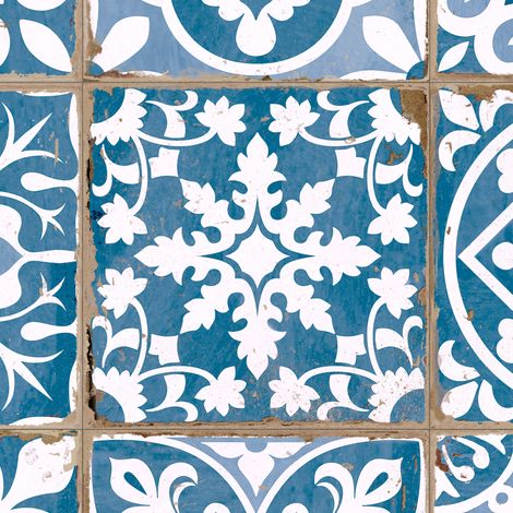 Carrelage Vintage Bleu Patchwork 33x33x0,95 cm Vintara - Sol et mur intérieur (vendu par carton de 1,09 m²) - RO'MA CARRELAGE (1/3)