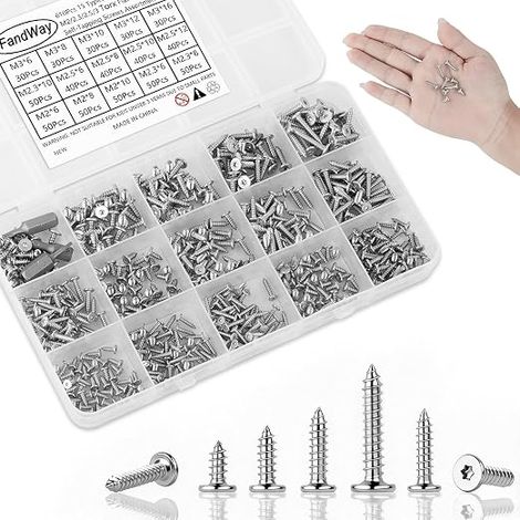 Vis Autotaraudeuses Tête Fraisée,M2 M2,3 M2,5 M3 Petites à Bois Plate Acier Inox 304,Mini Tôle Autoperceuses Fileté Avec T5 T6 T8 Bit.Pour Meubles Métal Doux Plastique. (1/4)
