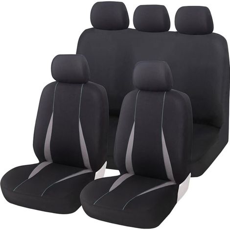 9 Pièces Complet Housses De Siège Voiture, Siège Auto Respirant Antidérapant, Siège Accessoire Interieur Universelle Housses De Sièges pour Plupart des Voitures, Camionnettes(Gris) (1/5)