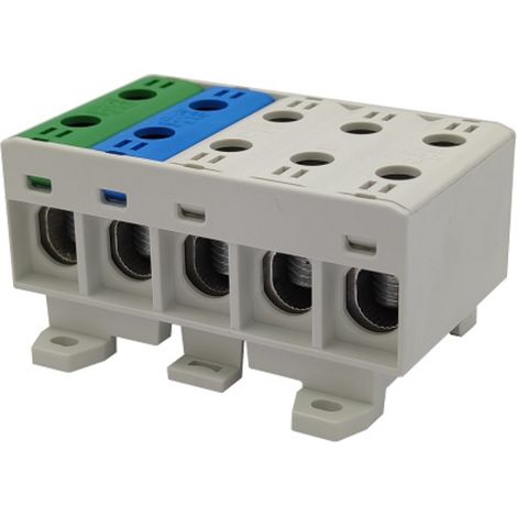 Connecteur de rail universel ETB 50/1x5 (L1, L2, L3, N, PE) Vis électrique Al/Cu 10 trous pour câbles Elektro Becov (1/5)