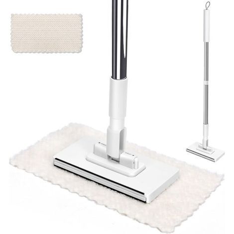 Balai Serpillère Microfibre Pro 360° Manche INOX Ergonomique Balais à Plat Serpillere Microfibre pour Sols Bois/Carrelage/Vinyle (1/5)