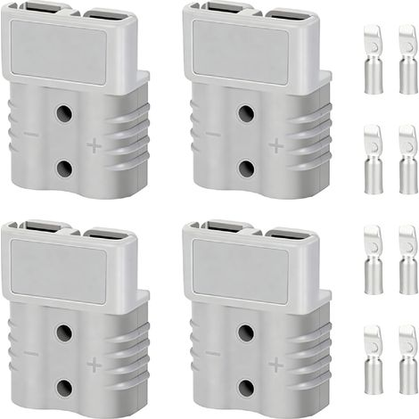 4 Pièces Connecteur 50A 600V, Batterie Connexion Rapide Prise avec 8 Terminaux en Cuivre Argenté, Connecteur Modulaire pour Batterie Lithium, Alimentation Électrique, Voiture, Moto (1/5)