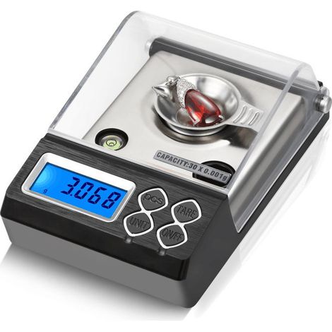 Balance de précision 20 g/0,001 g, bijoux de poche à l'échelle du milligramme avec pince d'étalonnage et plateau de pesée (1/5)