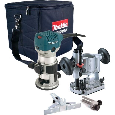 Makita RT0700C 240V 1/4"" Corded Plunge Fixed Base 2 in 1 Router Trimmer +Guide (1/5)