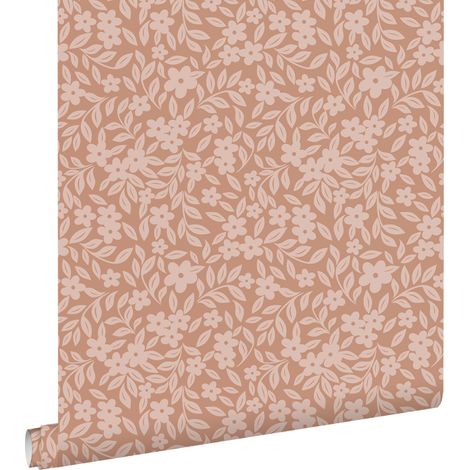 papier peint fleurs rose terracotta - ESTAhome (1/5)