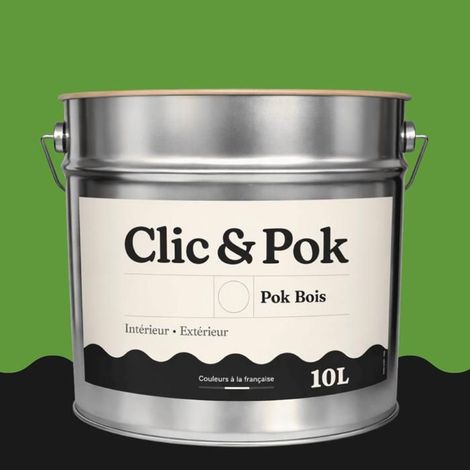 Peinture Bois Extérieur – POK BOIS - 10L - RAL 6018 - Vert jaune- Résistante aux intempéries - Ne s'écaille pas