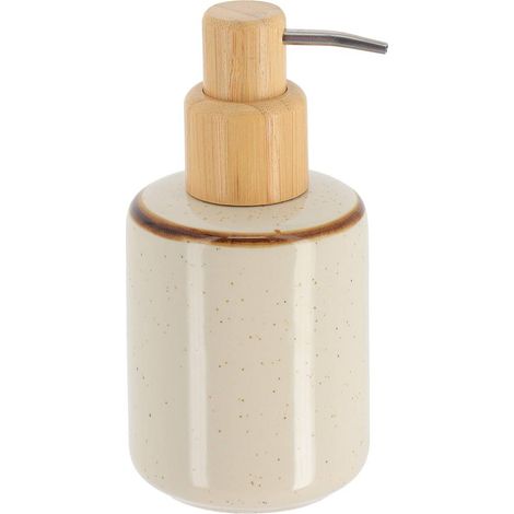 Seifenspender aus steinzeug mit bambuspumpe 300 ml - beige - Tendance
