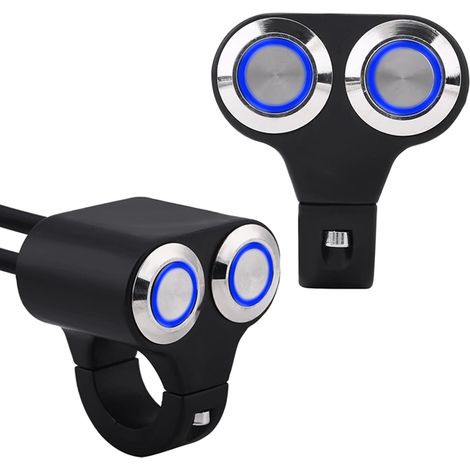 Interrupteur de Clignotant de Moto, Interrupteur de Guidon de Moto avec Voyant Lumineux, Projecteurs de Danger, Feux de Freinage Antibrouillard, Marche/arrêt pour, VTT, Vélo, Scooter (1/5)