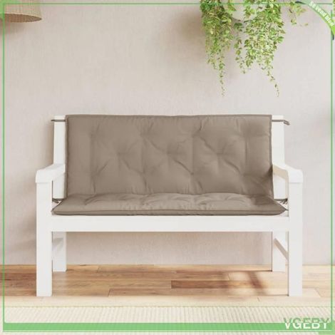 361686 Coussins de banc jardin lot de 2 taupe 120x50x7 cm tissu Oxford (1/5)