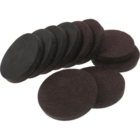 Lot de 10 patins meubles ronds antidérapants en feutre marron, (1/5)