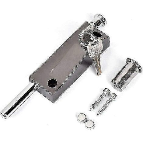 Serrure de porte universelle noire compatible avec les portes de garage et les portails, fournie avec 2 clés. (1/4)