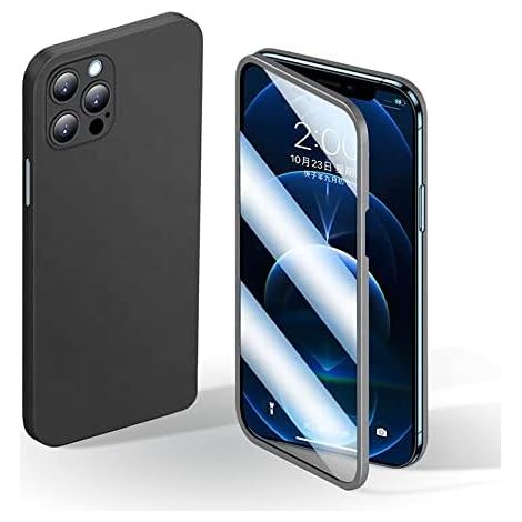 FUNDA PARA IPHONE 12 PRO MAX NEGRA CON PROTECCIÓN DE PANTALLA A2342 A2410 (1/4)