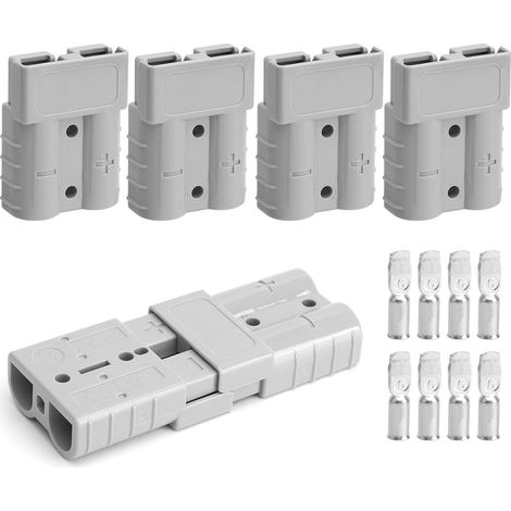 4 pièces de raccord de câble pour connecteur, 50A 600V Connecteur de batterie, connecteur de connexion rapide pour batteries pour voiture, camping-car, caravane, moto, y compris 8 (1/5)
