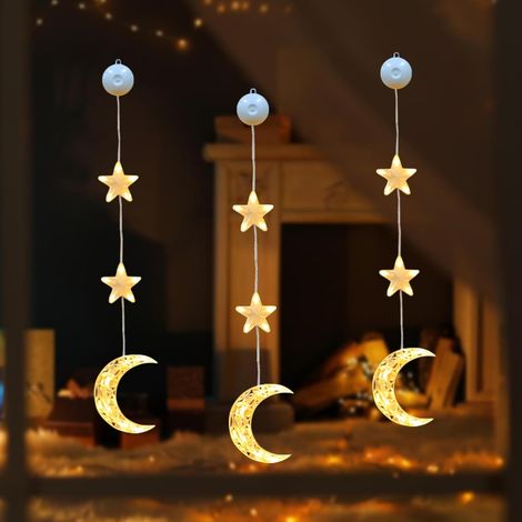 Illuminazione Natalizia Decorazione con Ventose Stelle e Luna LED (1/5)