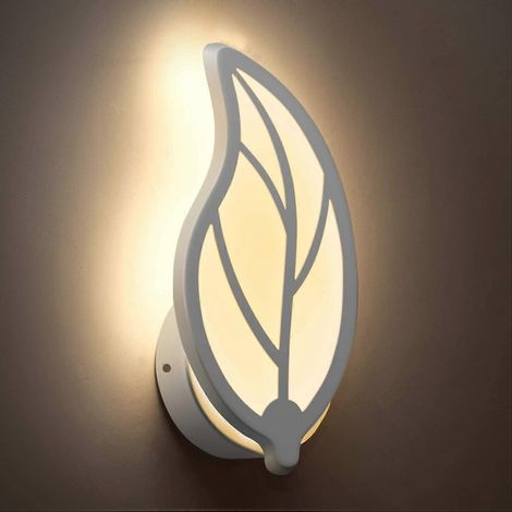 Applique murale LED en forme de feuille - Lampe de chevet nordique pour salon, chambre ou mur TV - Idéale pour chambre, couloir ou salon (lumière chaude) (1/5)