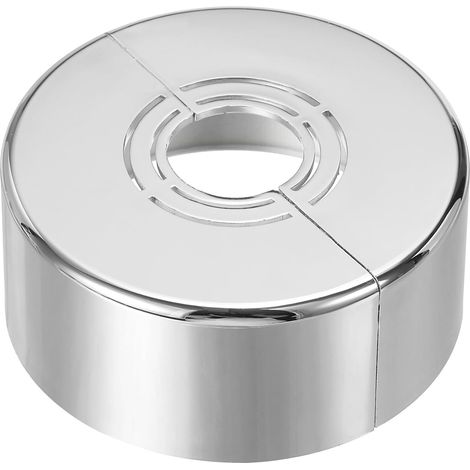 Rosetón de pared dividida (0,8 / 1 / 1,3 pulgadas), placa de cubierta redonda de ABS grueso (1,2 pulgadas) y recortable con sistema de clips, para tuberías y grifos de agua (plata) (1/5)