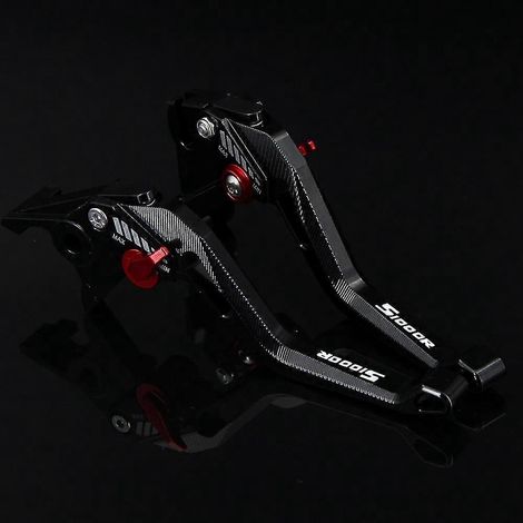 Leviers de frein et d'embrayage réglables CNC pour moto, design losange creux 3D breveté, compatibles BMW S1000R (avec et sans cylindrée) 2014 - Noir (1/5)