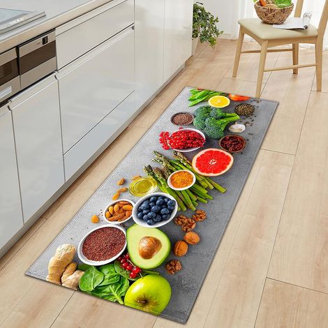 Tapis de cuisine, 60 x 180 cm, lavable, antidérapant, confortable, tapis de salle de bain, paillasson de cuisine, tapis de sol devant l'évier (1/4)