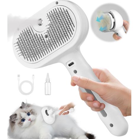 Dampfbürste für Katzen, 3-in-1-Jet-Massagekamm für Katzen und Hunde, selbstreinigende Katzenbürste, Dampfbürste für Hunde, Bürste p (1/5)