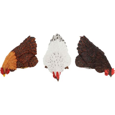Poules décoratives à poser en polyrésine (Lot de 3) (1/4)