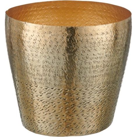Vaso in Alluminio Martellato, 35x35x35 cm, Oro