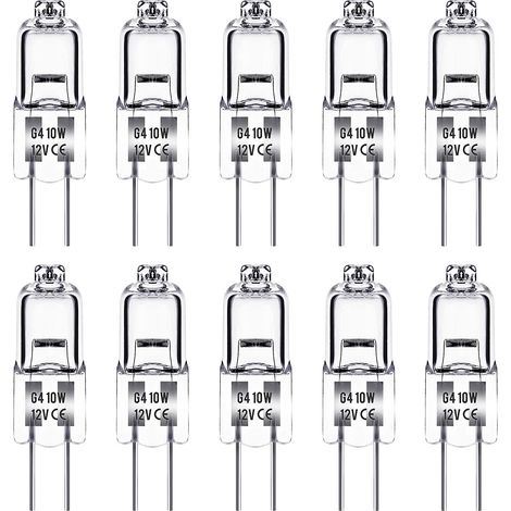 Ersandy – Ampoule halogène G4 10W 12V – Blanc chaud 3000K 150LM – Intensité variable – Lot de 10 ampoules – Angle de faisceau 360° (1/5)
