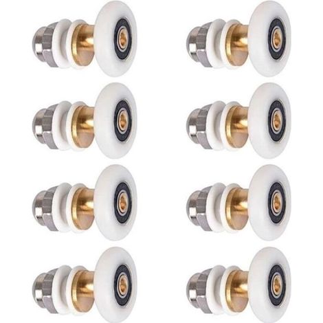 Set di 8 ruote di ricambio a forma di gamberetto per rullo porta doccia, diametro 25 mm (1/4)