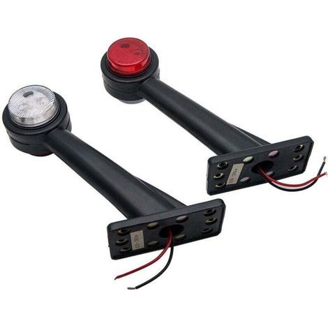 Lot de 2 Feux de position latéraux LED blanc et rouge feux indicateurs de position 12V-30V pour caravanes de remorque de camion (1/5)
