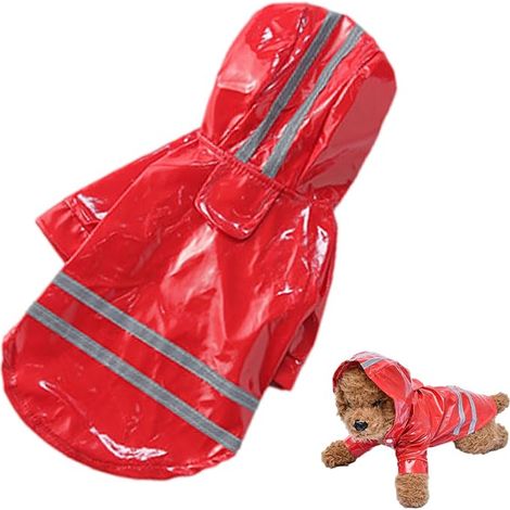 Imperméable réfléchissant pour chiens, Imperméable pour chiens, Imperméable avec capuche en PU, Vêtements pour animaux de compagnie - Imperméable imperméable, poncho de pluie léger pour chiens (1/5)
