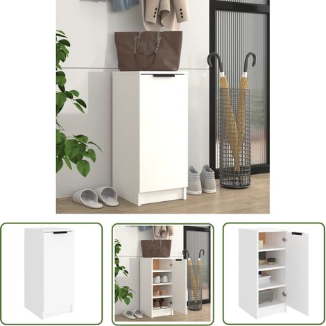 The Living Store Schuhschrank Weiß 30x35x70 cm Holzwerkstoff - Schuhschrank - Holzwerkstoff - Weißer Schuhschrank - Garderobe - Einbauschrank (1/5)