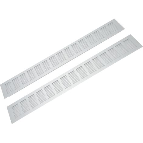 Grille de ventilation rectangulaire en alliage d'aluminium conditionnée, adaptée aux armoires, aux meubles à chaussures et aux penderies, mesurant 80 x 600 mm. (1/5)