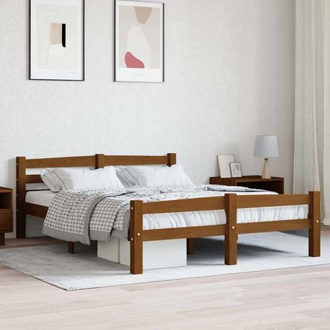 vidaXL Estructura cama sin colchón madera pino marrón miel 120x200 cm (1/5)