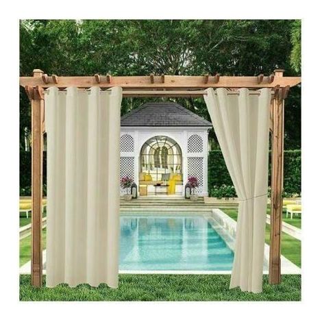 Rideaux extérieurs jardin patio gazebo rideaux occultants coupe-vent protection UV et anti-moisissure,120cm x 150 cm,2pc, beige (1/4)