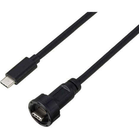 Câble USB type C 3.0 mâle vers mâle IP67 (filetage) 0,5 m TC-E10T-MT3-MWA/NWA-0.5PV-S Câble en plastique étanche TC-13543584 Conte Y636083 (1/3)