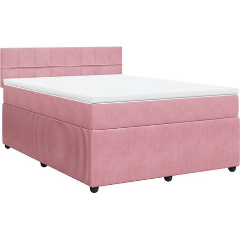Sommier à lattes de lit avec matelas Rose 140x190 cm Velours vidaXL (1/5)
