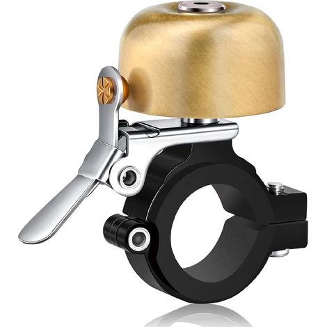 Sonnette de vélo Sonore 90dB, Classique Sonnette Velo en Laiton pour Guidon de 22.2 à 31.8 mm,Sonnette pour vélo de Course et VTT Accessoire de vélo pour Enfants et Adultes. (1/5)