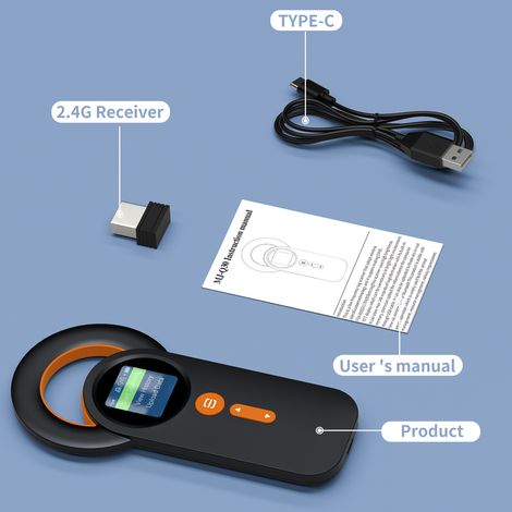 Lecteur d'identification par puce pour animaux, scanner portable RFID 134,2 kHz, étiquette électronique, connexion BT USB 2,4 G, stockage 240 infos, écran OLED (1/5)