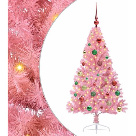 Sapin de Noël,Arbre de Noël artificiel pré-éclairé Rose 150 cm PVC CFW89840 (1/5)