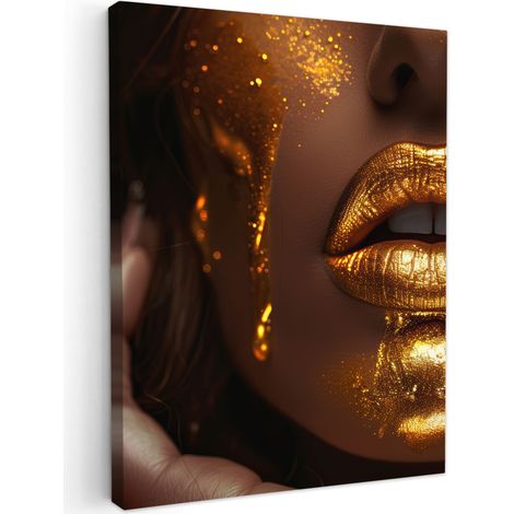 TABLEAU SUR TOILE Femme - Or - Luxe - Portrait Tableau Moderne 30x40 cm